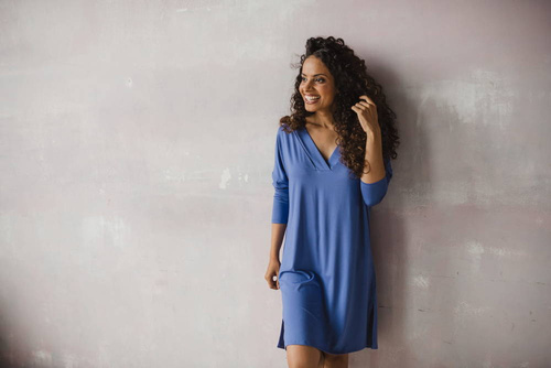 Bambusowa koszula nocna ciążowa i do karmienia długi rękaw Moon Milk&Love very peri