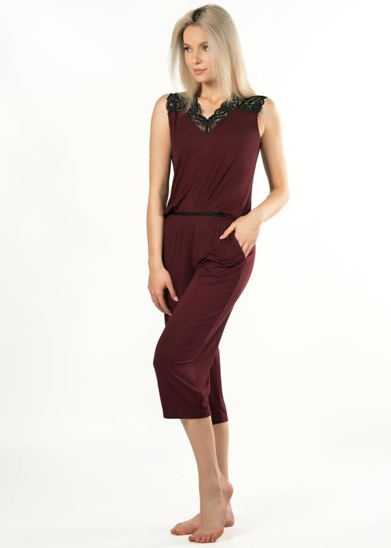 Margot Mix&Match Koszulka Piżamowa Koronka Nipplex - burgund