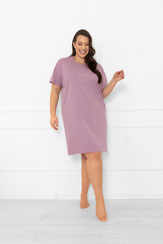 Koszula nocna Ksara – minimalizm i komfort w bawełnianym wydaniu Italian Fashion - wrzosowy