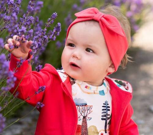 Opaska dla dziewczynki z bawełny organicznej Kolorowy Las Nini malinowy