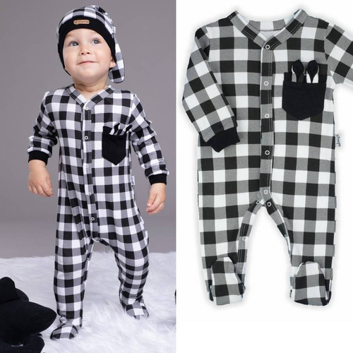 163356 Bunny Kratka Pajacyk niemowlęcy Nicol - czarno-biały