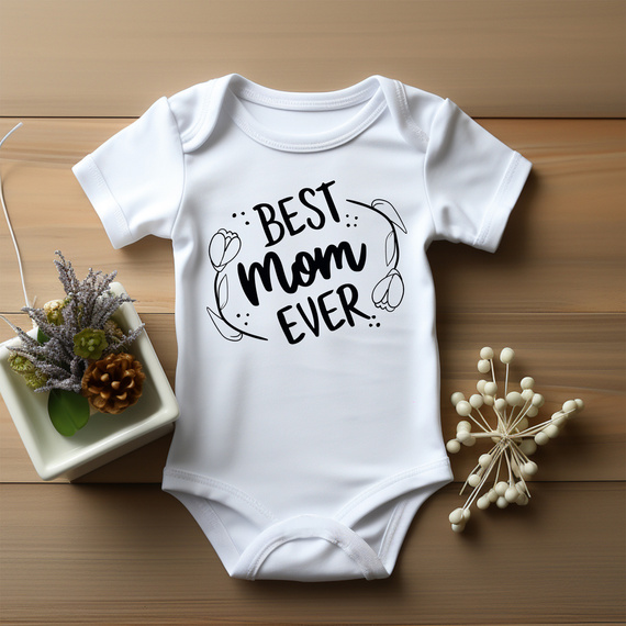 Body krótki rękaw "Best mom ever" Moocha biały
