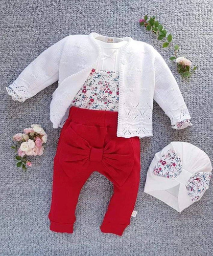 Body z długim rękawem 251 Jasmina Marija - ecru-kwiatki