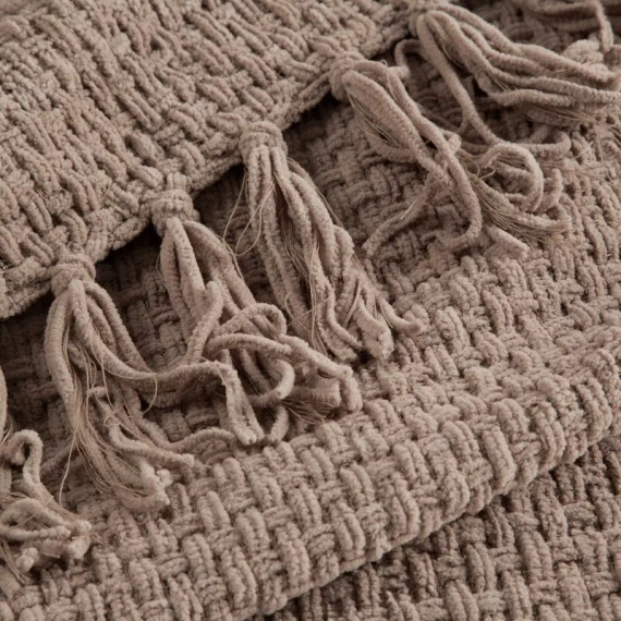 Koc tkany narzuta z frędzlami Suzi Eurofirany beżowy