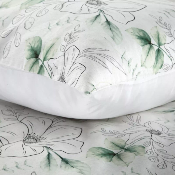 Pościel satynowa Spring 28 Kwiaty Eurofirany biały/zielony