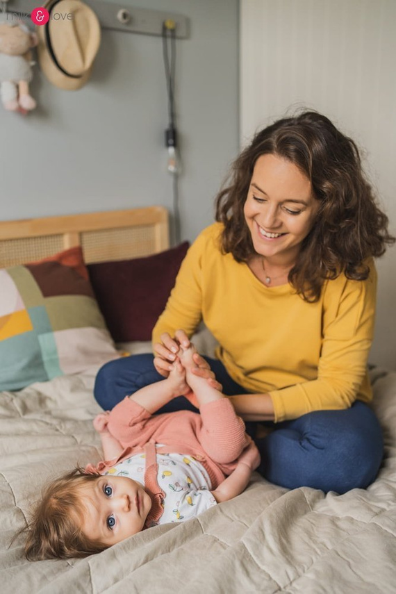 Bluzka ciążowa i do karmienia z rękawem Two Ways Milk&Love ochra