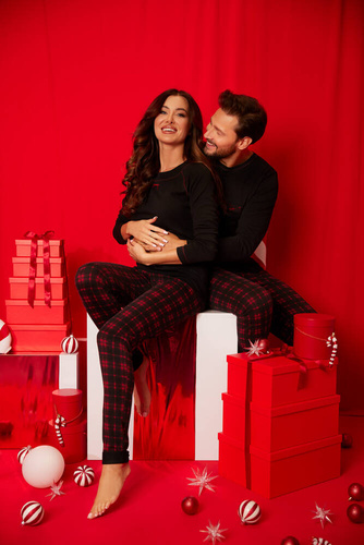 Piżama Męska długi rękaw, długie spodnie Zeman Italian Fashion - czarny/druk