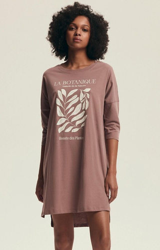 Bawełniana koszula nocna damska Henderson Dextra 43692 – rękaw 3/4- dusty rose