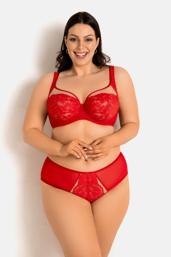 Mediolano Jasmin 19152 – figi pełne z czerwonej koronki, komfort i elegancja