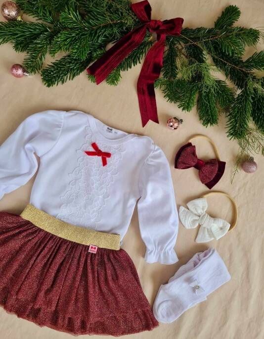 Bluzka z długim rękawem M0717B Marija - biały