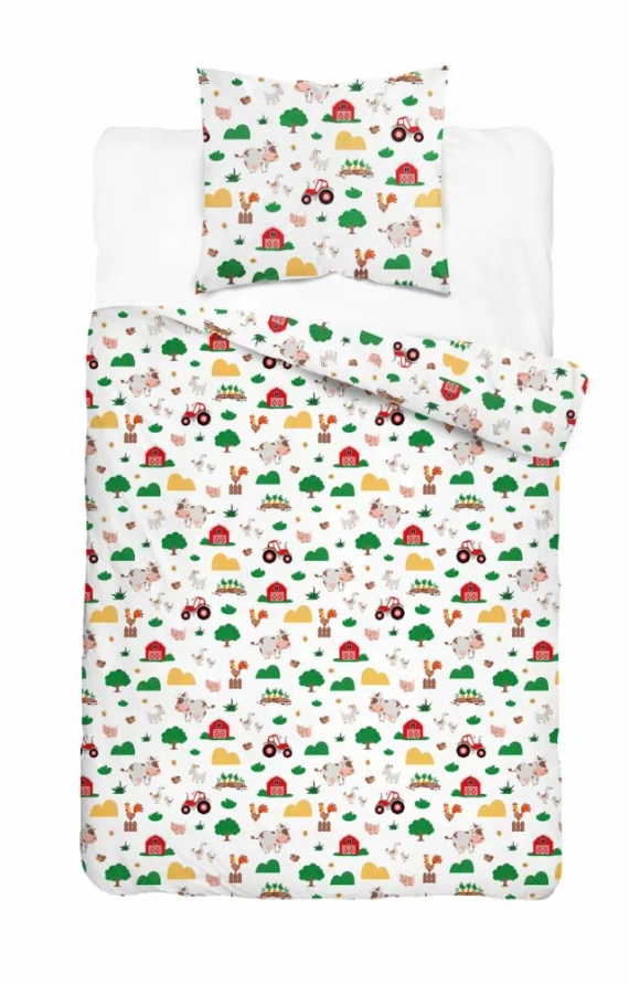 Pościel dziecięca bawełniana 5439 A Wesoła Farma Mała Detexpol biały