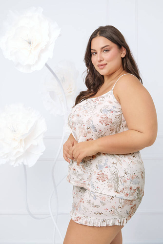 Piżama Damska wąskie ramiączko, spodenki Solita Italian Fashion - druk 