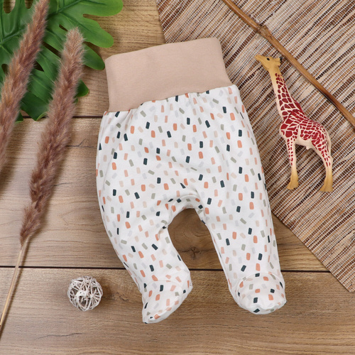 Półśpiochy z bawełny organicznej Kreski Nini kremowy