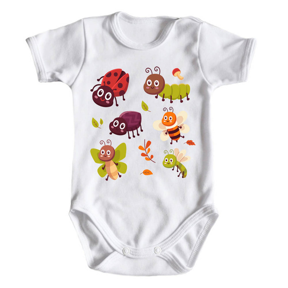 Body krótki rękaw "SŁODKIE OWADY" Moocha biały