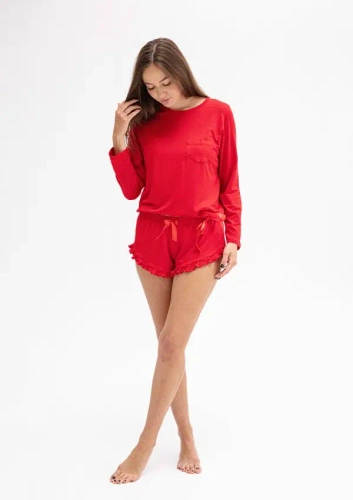 Komplet Piżama Damska Ronnie DKaren - czerwony
