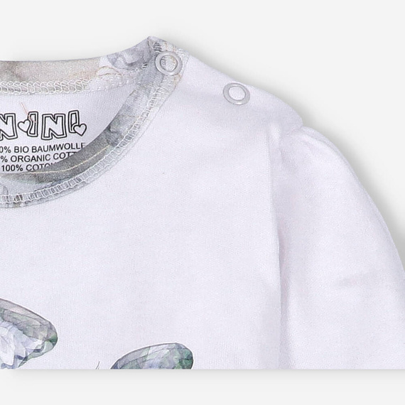 Body dla dziewczynki z bawełny organicznej Butterflies Nini biały