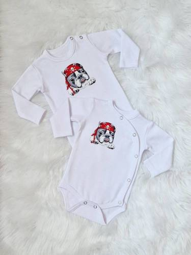 Body z długim rękawem kopertowe Pirat Bambarillo biały