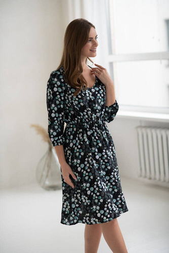 Sukienka ciążowa i do karmienia Lovely Dress Midi rękaw 3/4 Milk&Love w listki eukaliptusa