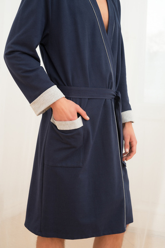 Szlafrok męski z kieszeniami Gabriel Italian Fashion- granat/melanż