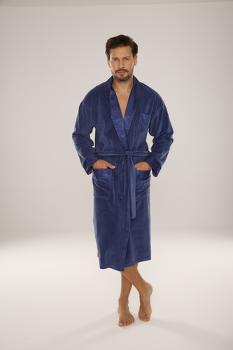 De Lafense Noble 868 – szlafrok męski welurowy elegancki, praktyczny, wygodny, jeans