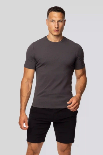 Koszulka męska Urban grafitowa– Klasyczny krój, bawełna z elastanem, komfort i swoboda ruchów