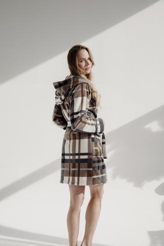 Szlafrok Kocyk 031 De Lafense – miękki polarowy szlafrok dla kobiet, które kochają przytulność, szary