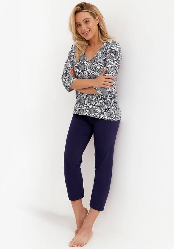 Piżama damska 250 Cana - granatowy