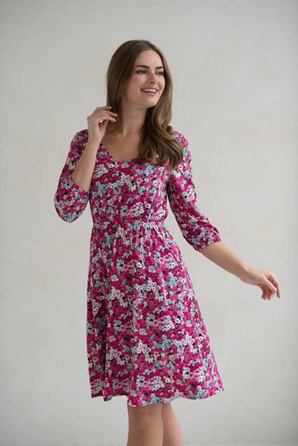 Sukienka ciążowa i do karmienia Lovely Dress Midi rękaw 3/4 Milk&Love w kwiatuszki