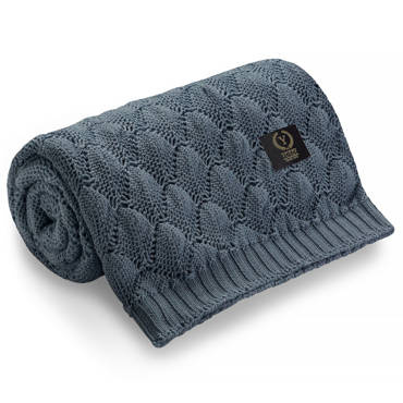 Kocyk ażurowy Shells YOSOY - denim