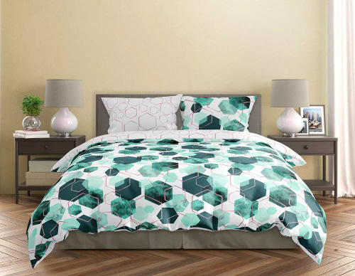 Pościel satynowa geometria Milargo Verde 009 Faro zielony 