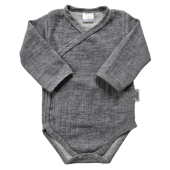 Body muślinowe Just Muslin Makoma navy– kopertowe, długi rękaw, naturalna bawełna