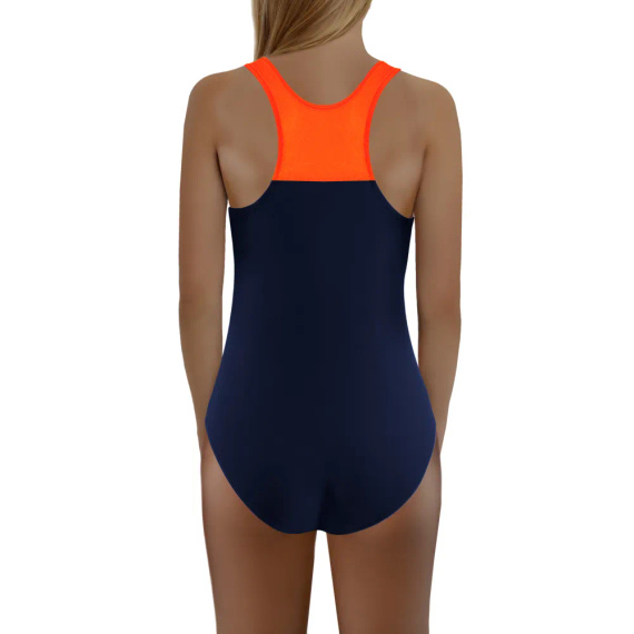 Strój kąpielowy dziewczęcy Sesto Senso granat-pomarańcz