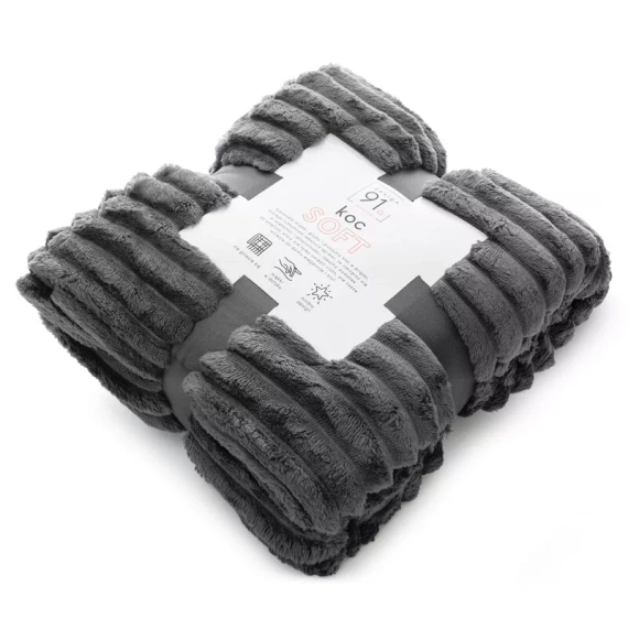 Koc narzuta z mikrofibry Soft Designe91 stalowy