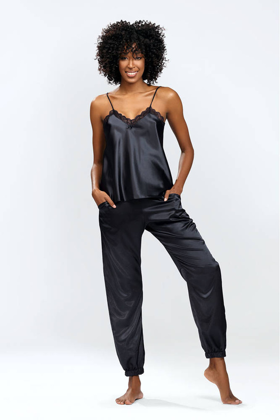 Piżama Damska Satynowa Day DKaren - czarny