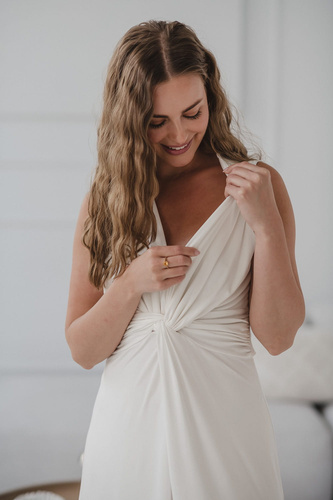 Sukienka ciążowa i do karmienia krótki rękaw Loop maxi Milk&Love śmietankowy