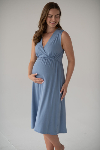 Koszula nocna ciążowa i do karmienia z bambusa Star Light Milk&Love błękitny