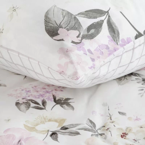 Pościel satynowa Spring 31 Kwiaty Eurofirany biały/fioletowy