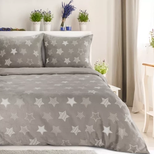 Pościel welurowa gwiazdki Flano 4 Eurofirany beżowy