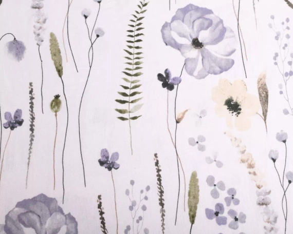 Pościel flanelowa kwiaty F-90 Matex biały/niebieski