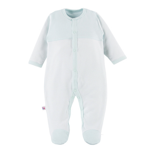 Pajac niemowlęcy ze stópkami Big Bear Eevi - miętowy paski