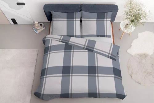 Pościel satynowa kratka 5218 A Detexpol szary 