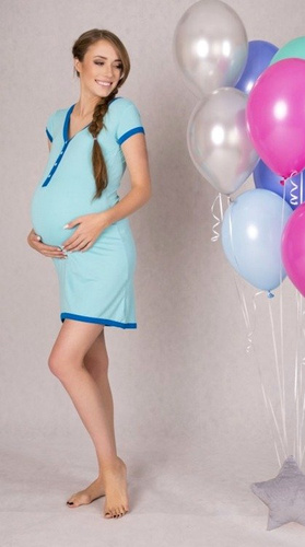 981 Koszula Nocna, ciążowa, do karmienia MIRACLE - błękit