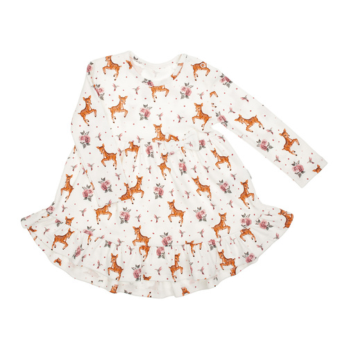 Sukienka dziewczęca 216166 Lala Nicol – bawełna, długi rękaw, falbana