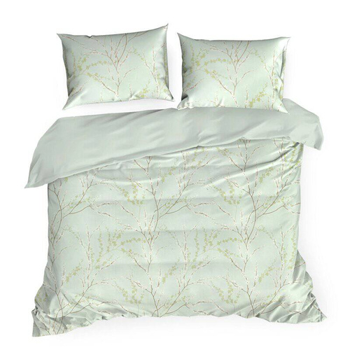 Pościel satynowa gałązki Nelly 2 Eurofirany pistacjowy