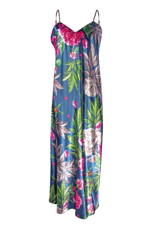 Długa halka satynowa Flowers DKaren - DK-HI 1 granatowy