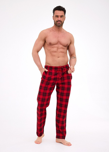 Męskie spodnie do spania Cornette 691/62– bawełniane, długie, kratka