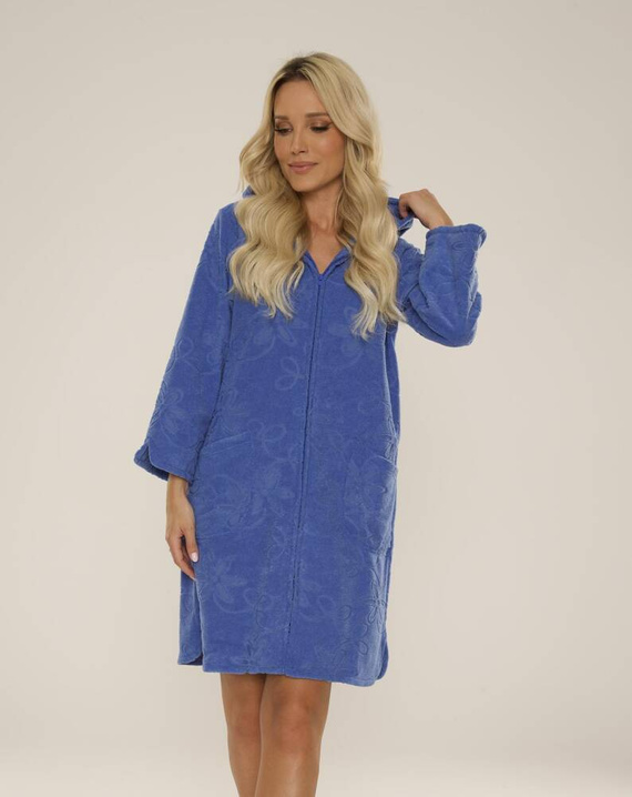 Krótki Szlafrok damski 409 Żakard De Lafense - jeans