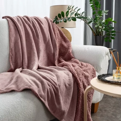 Koc dwustronny narzuta Tedy Eurofirany różowy