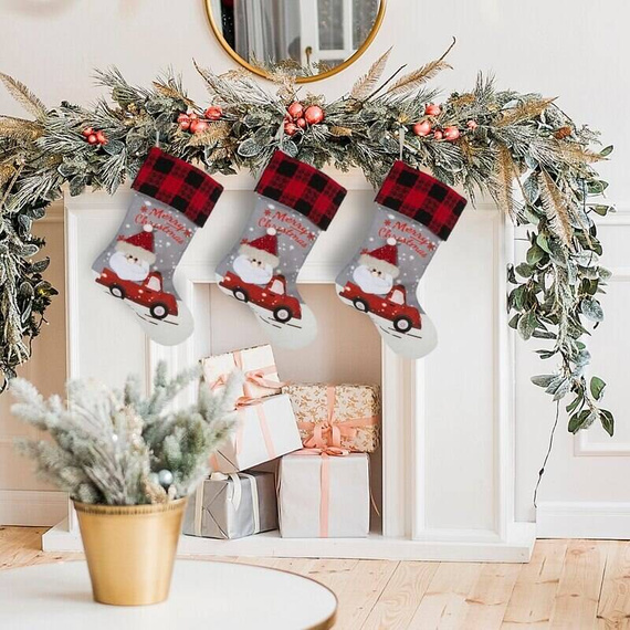 Skarpeta świąteczna but Santa 1 Eurofirany szary/czerwony