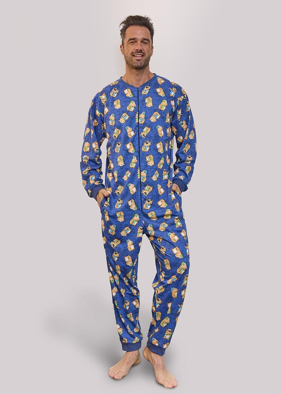 Cornette kombinezon męski Capybara 2 196/319 – bawełna, kolor jeans, suwak i kieszenie